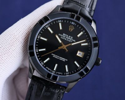Rolex Datejust 9015 Movement 40mm Waterproof 100m Calfskin Strap Black/White Face Watch